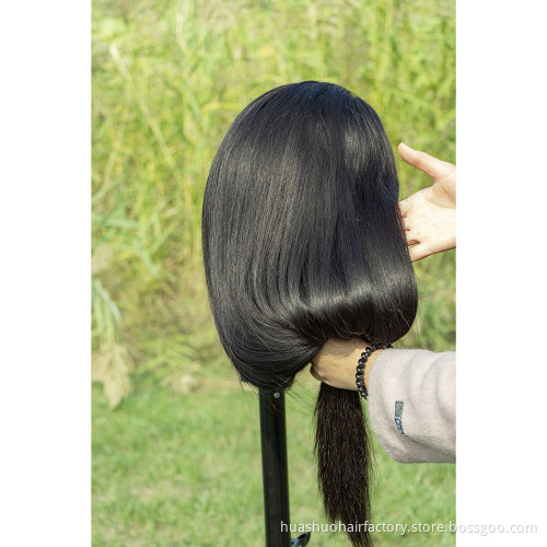 Huashuo Wholesale Cuticle Aligned Unprocessed Full Lace Human Hair Wig, Natural Black Long Full Lace Wig For Women